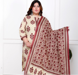 Plus Size Kurti Pant And Dupatta Set