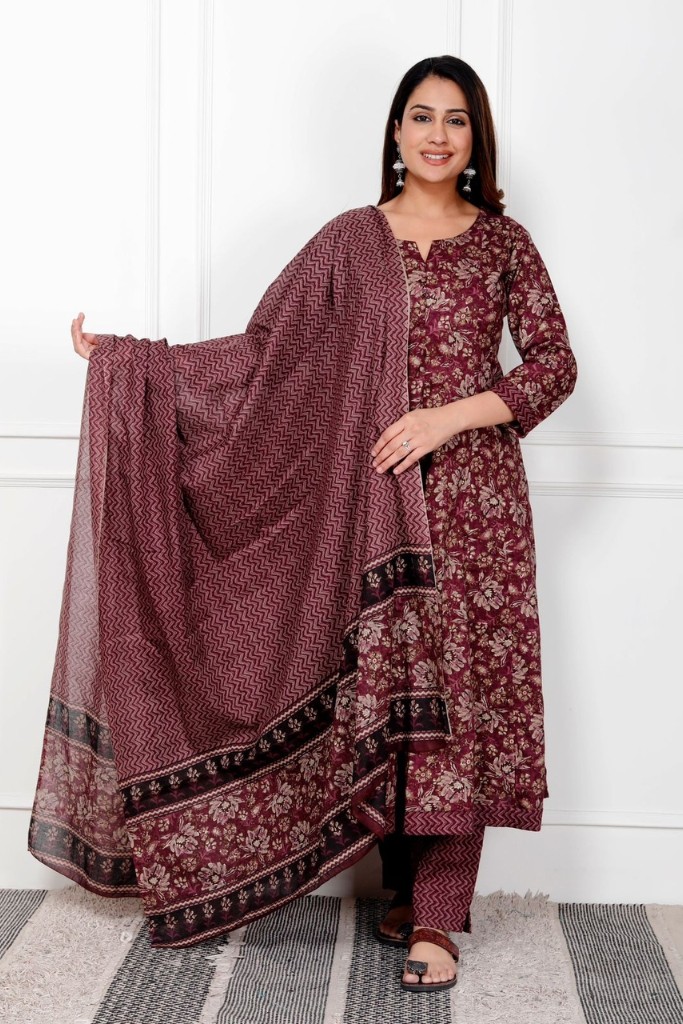 Marron Color Anarkali Suit