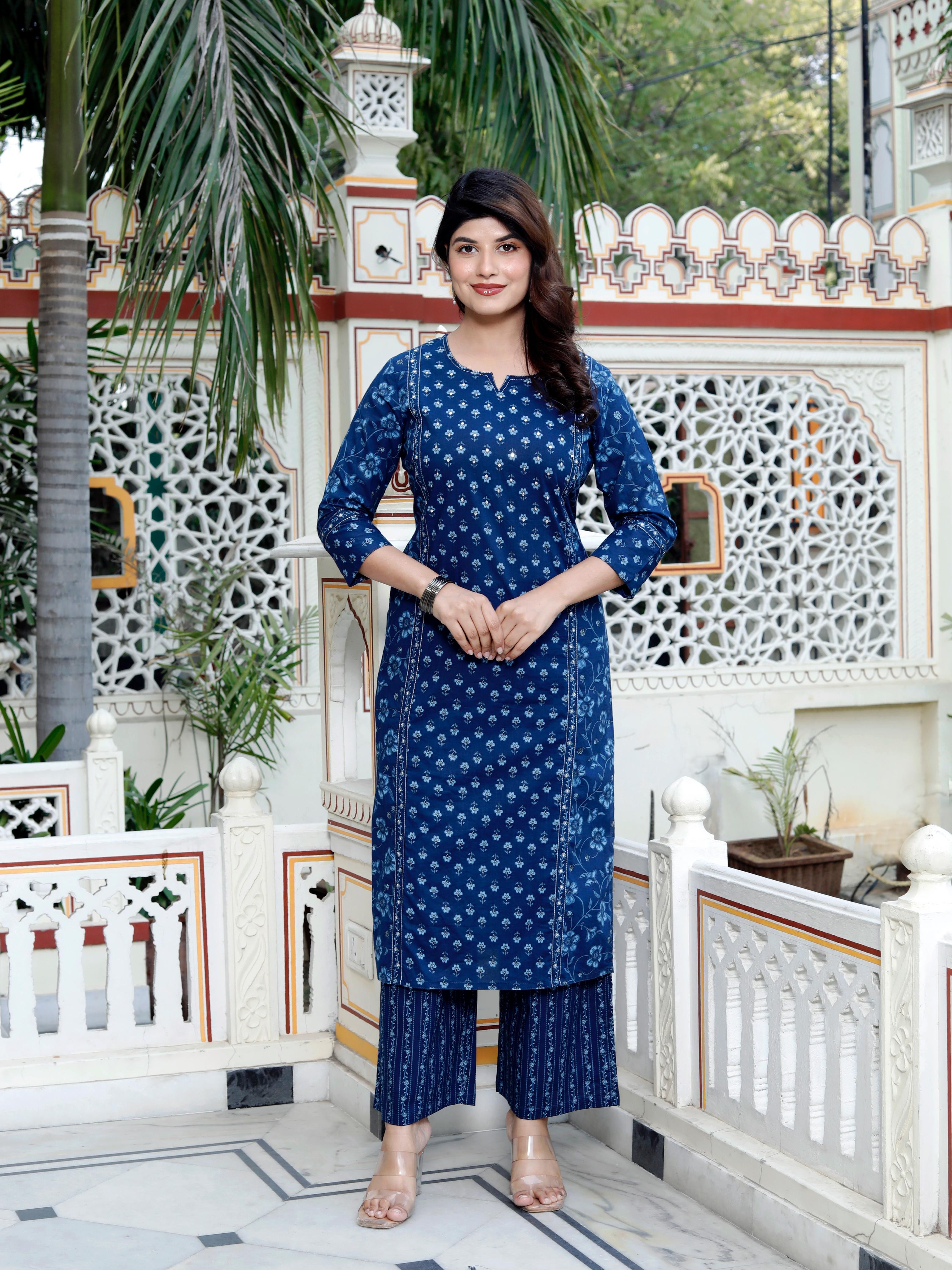Beautiful Women Floral Printed Kurti Plazo with Dupatta Set