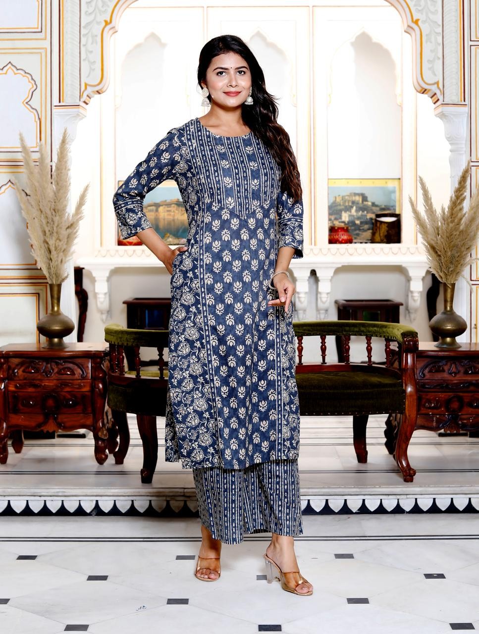 Elegant Printed Kurti Palazo and Dupatta set