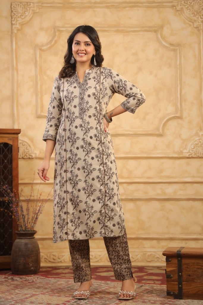 Brown Kurti Pant and Dupatta