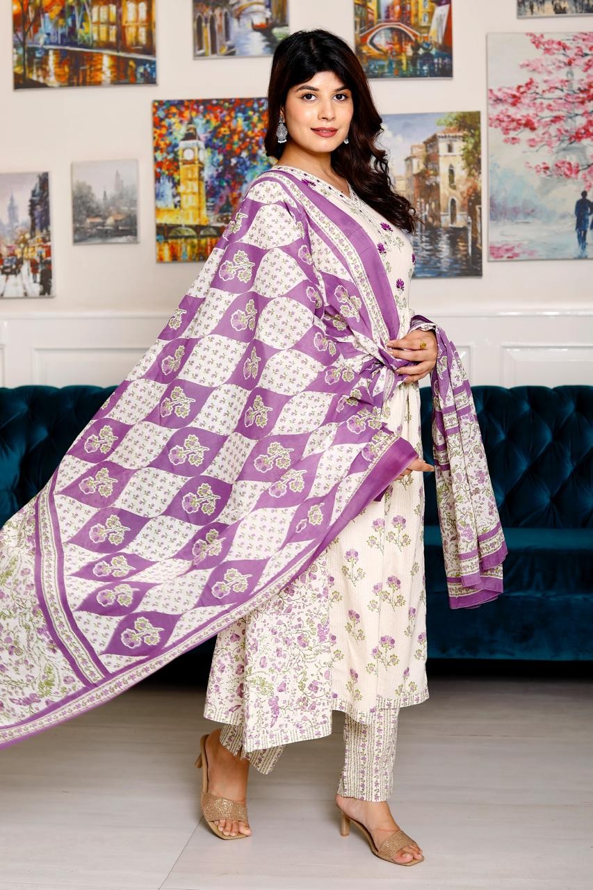 Premium cotton Kurti Pant And Dupatta