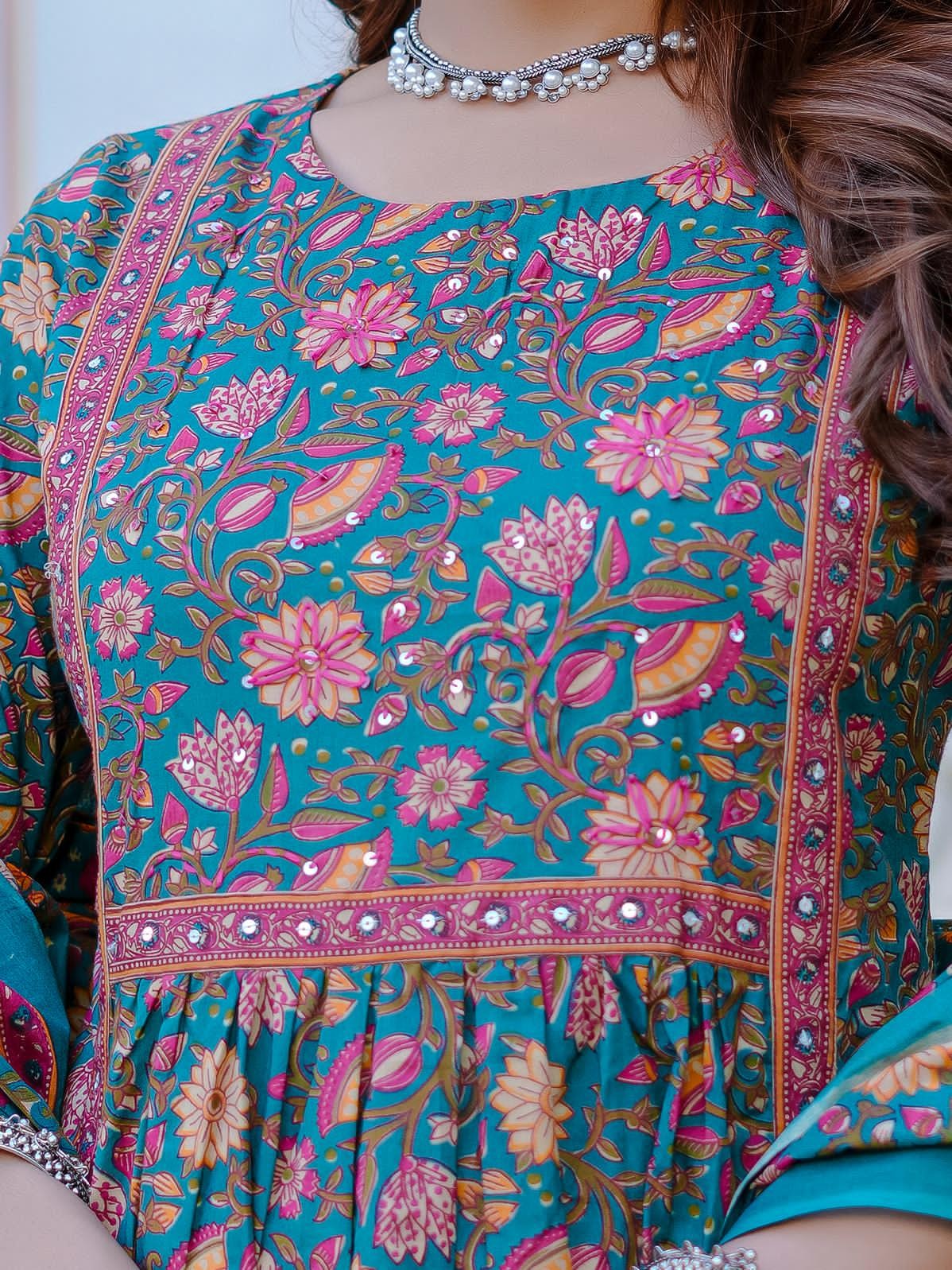 Royal Green Floral Print  Kurti Set –HKvastra