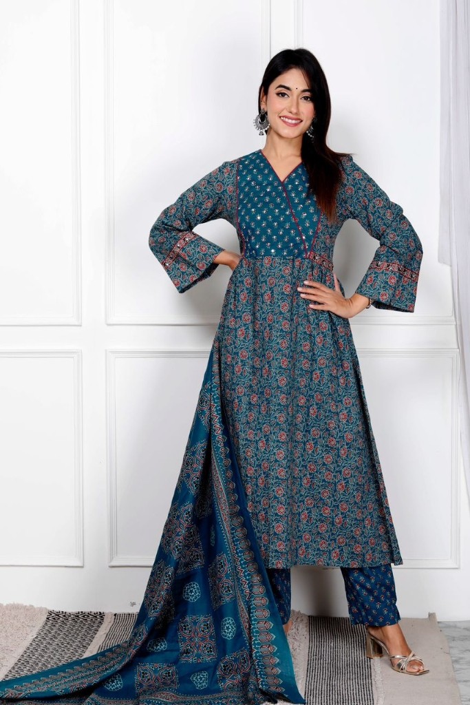 Sky Blue Angrakha Suit