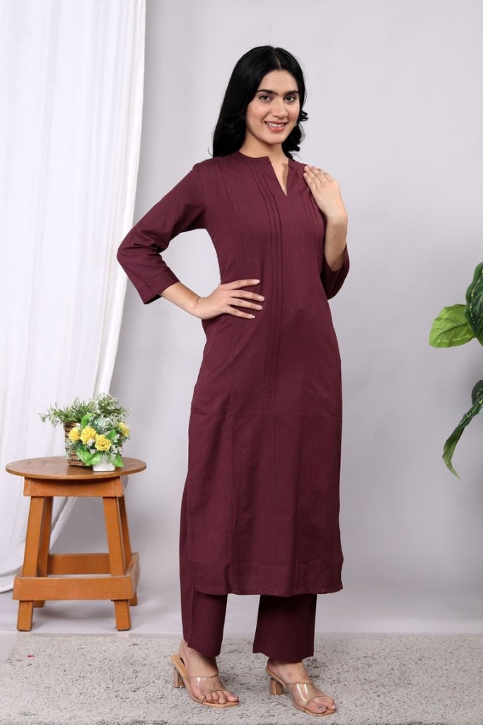 Brown Kurta Pant Set (Flax Cotton Linen )