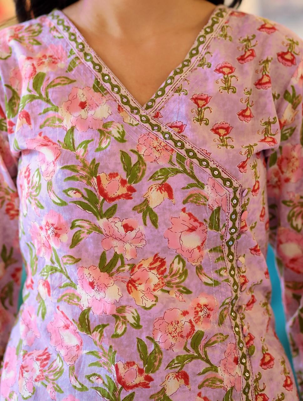 Pink Floral Cotton Suit Set with Dupatta