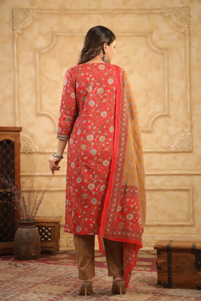Red Kurta Pant And Dupatta