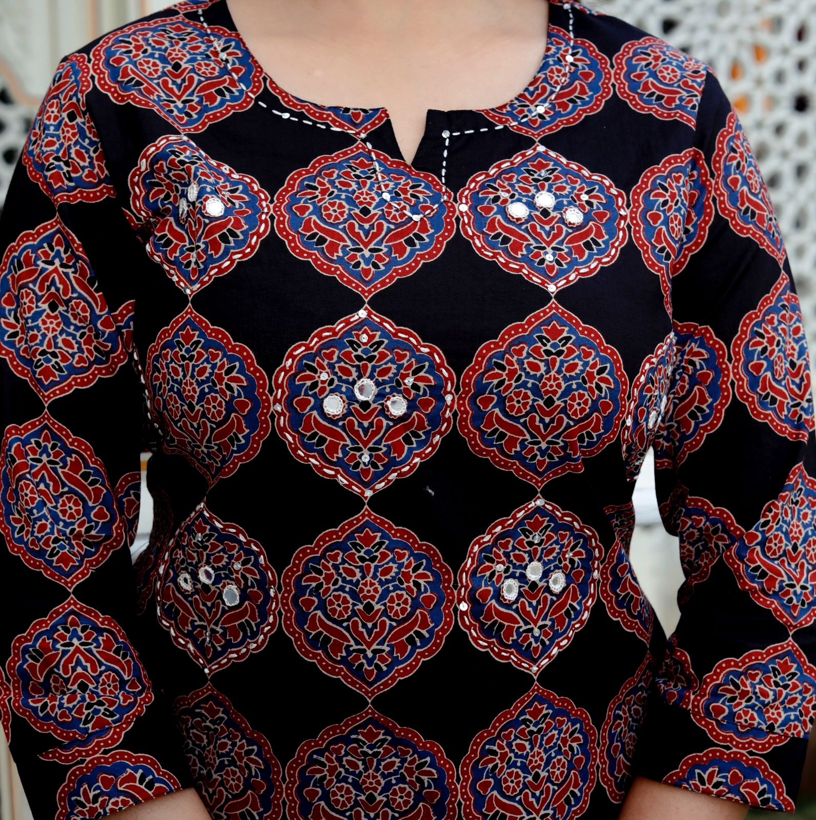Women Trending Cotton New Ajrakh Printed Kurta Set