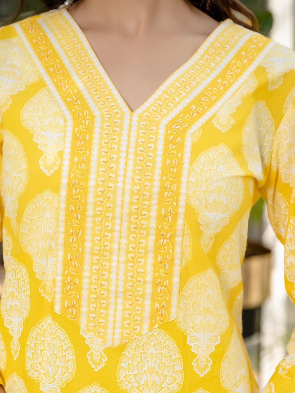 Woman Yellow Kurti Pant And Dupatta Set