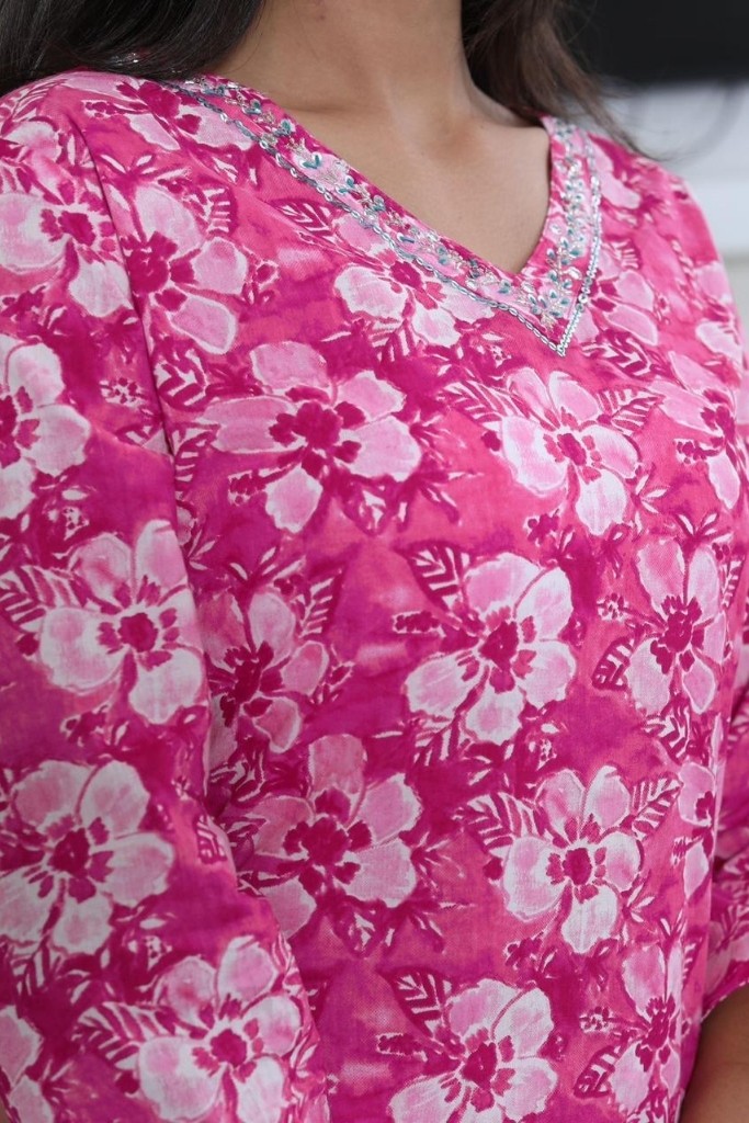 Latest Pink White Kurta Palazzo Dupatta Set
