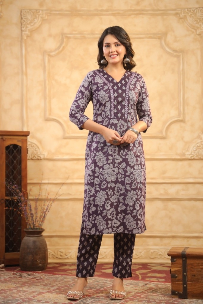 Magenta And Light Brown Kurta Pant Dupatta