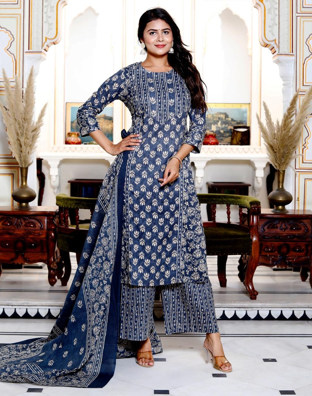 Elegant Printed Kurti Palazo and Dupatta set