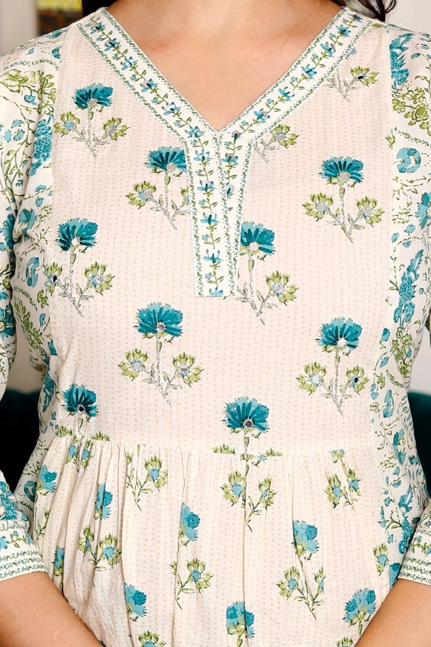 New Premium floral print kurti pant and duptta set